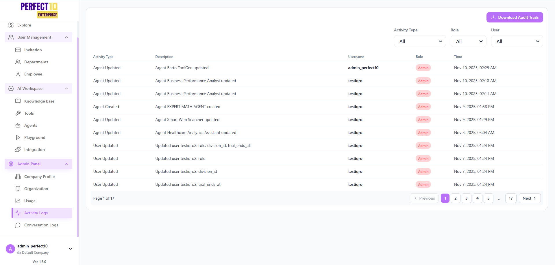 Activity Logs Management