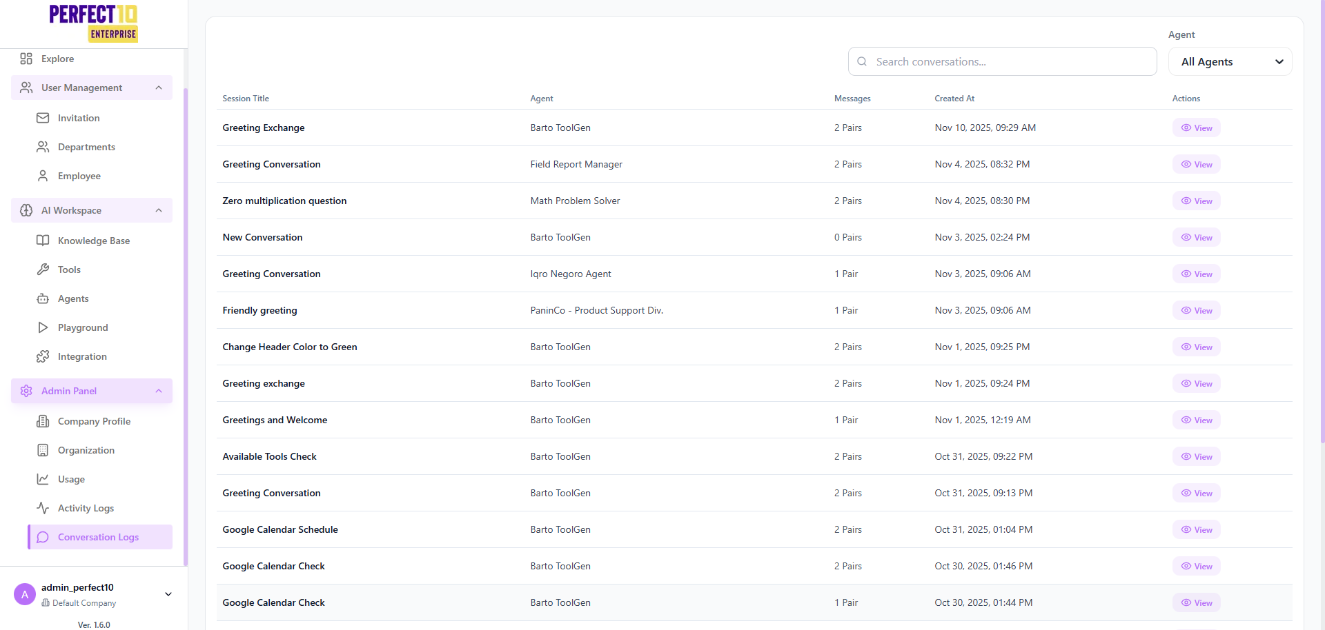 Conversation Logs Management