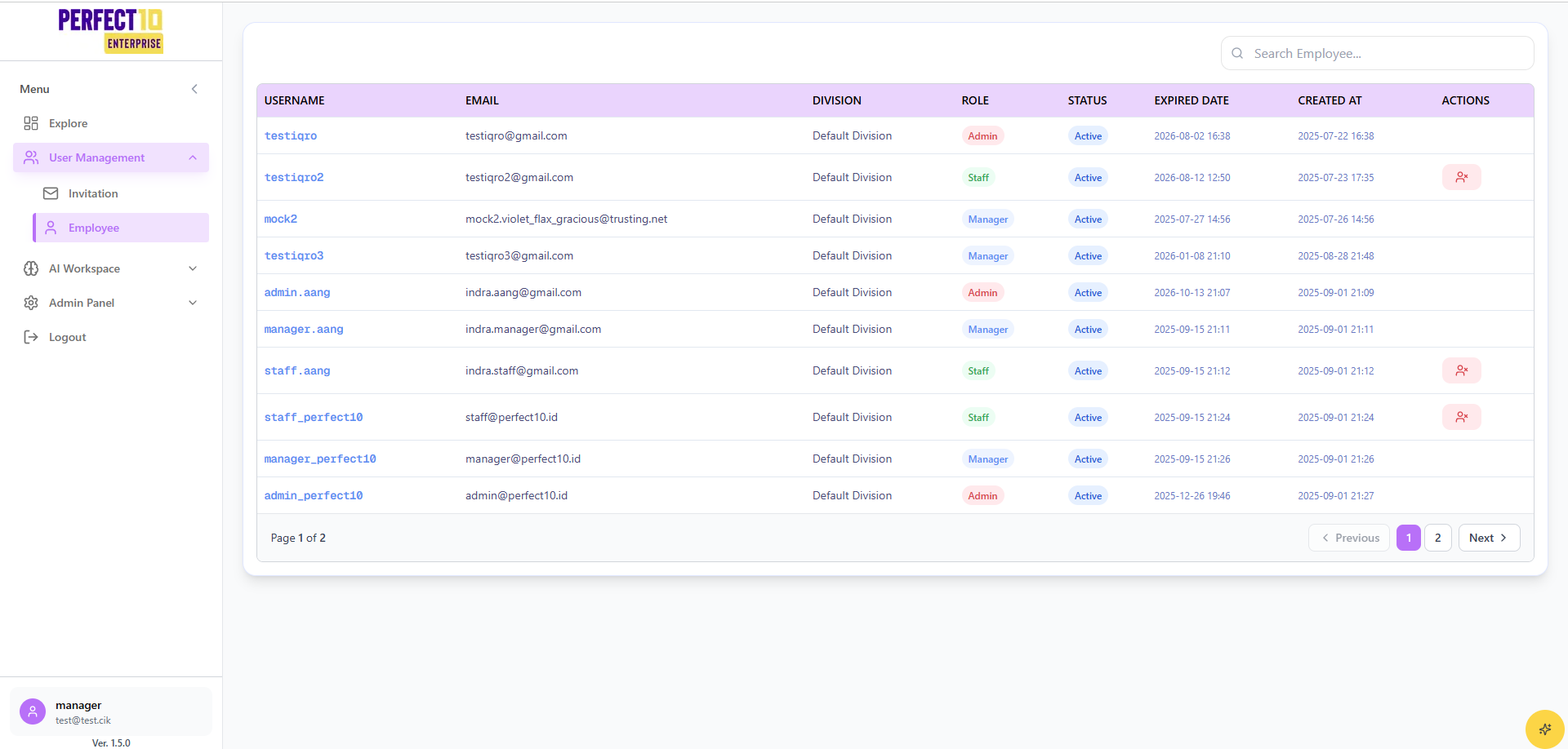 Employees Dashboard