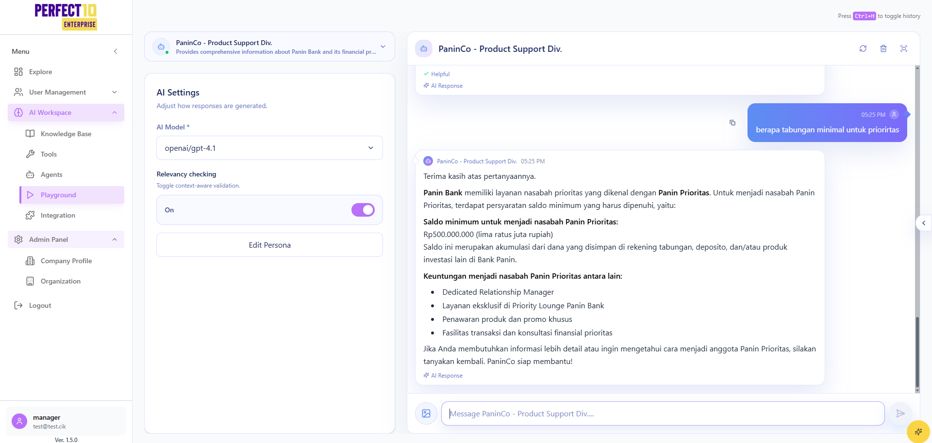 Manager Playground Testing